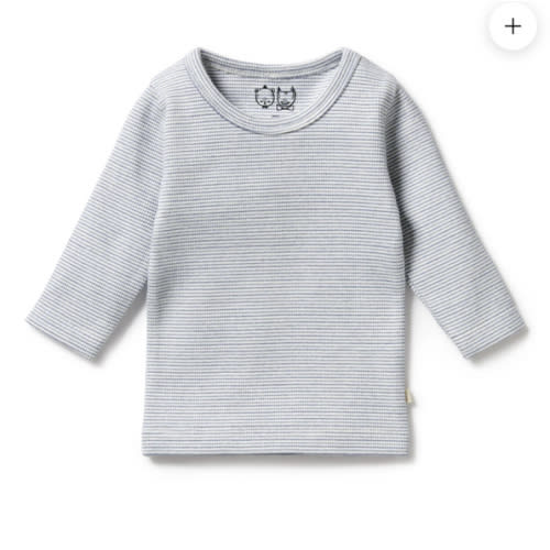Organic Stripe Rib Long Sleeved Top