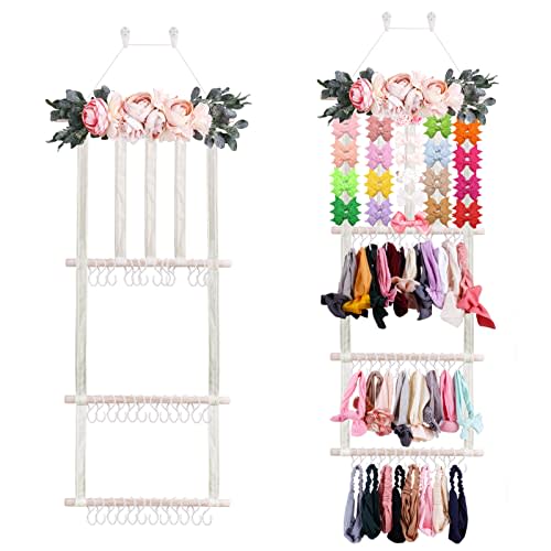 Headband Holder Bow Organizer for Girls, Hair Clips Bows Holder Baby Headbands Storage Personalized Hair Accessories Storage Organizer Wall Hanging Decor for Nursery Room Closet
