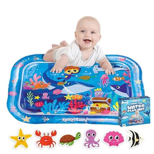 Water Tummy Time Mat for Baby - 26"x20" Large Premium Tummy Time Toys for Baby Boy or Baby Girl, Infant Water Mat for Above 3 Month, Water Play Mat for Baby, Sensory Play Mat (Blue Whale)
