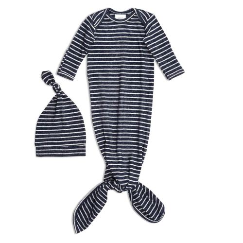 aden + anais Snuggle Knit Knotted Newborn Baby Gown & Hat, Navy