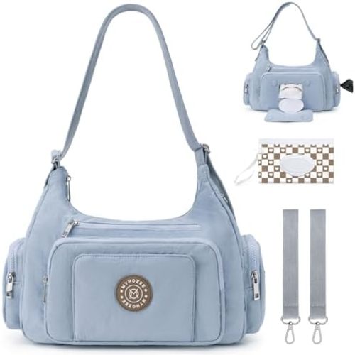 Puffer Crossbody Bags for Women Mom Large Diaper Bag Purse with Wipes & Trash Dispenser Cross Body Purses Messenger Bags