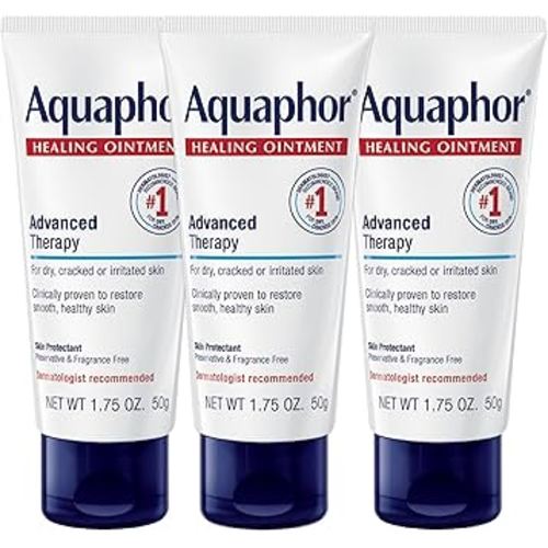 Aquaphor Advanced Therapy Healing Ointment, Hypoallergenic, Fragrance Free Body Moisturizer for Dry Skin and Minor Wound Care, Travel Size Skin Care Set, 1.75 Oz Tube, Pack of 3