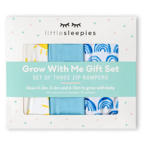 Blue Rainbows, Sky Blue & Sunshine Zippy Grow With Me Gift Box - Little Sleepies