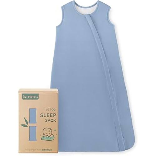 Yoofoss Rayon Made from Bamboo Baby Sleep Sack 6-12 Months 1.0 Tog Baby Wearable Blanket, Super Soft Infant Toddler Sleeping Sack 2-Way Zipper