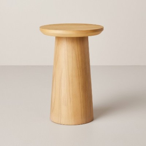 Wooden Round Pedestal Accent Drink Table - Hearth & Hand™ with Magnolia, Color: Natural