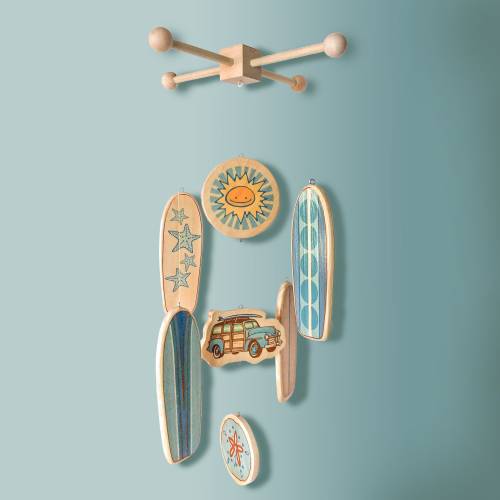 BABY CRIB MOBILE - Wooden Surfboard Nursery Mobile - Beautiful Mobile for a Nautical, Beach or Surf Themed Baby Room