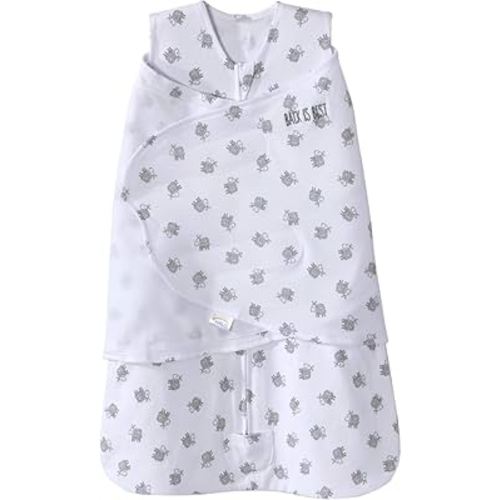 HALO 100% Cotton Sleepsack Swaddle, 3-Way Adjustable Wearable Blanket, TOG 1.5, Lamb Scribble White, Newborn, 0-3 Months