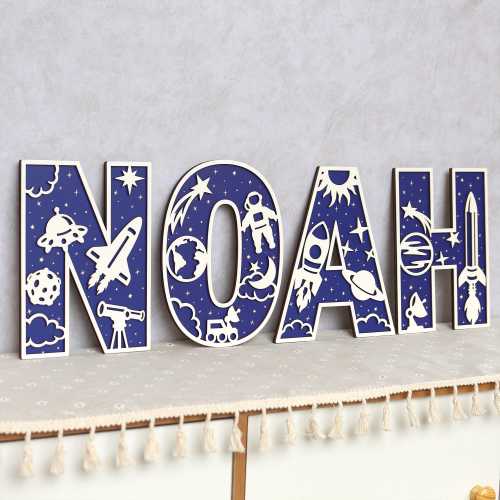 Personalized Space Letter: 3D Wooden Name Sign, Nursery Decor for Cayde