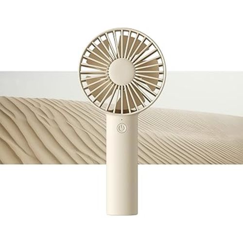 JISULIFE Handheld Mini Fan, Portable and Small with 3 Speeds, USB Rechargeable Battery Operate for Outdoor, Indoor, Makeup, Commute, Office, Travel, Concerts, Gifts for Women Men- Beige