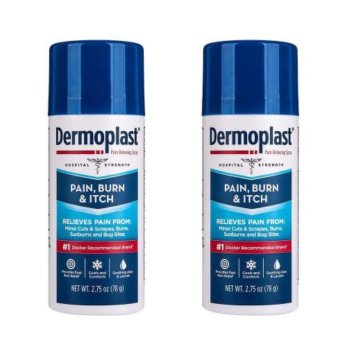 Dermoplast Pain, Burn & Itch Relief Spray for Minor Cuts, Burns and Bug Bites, 2.75 Oz, Pack of 2 (Packaging May Vary)