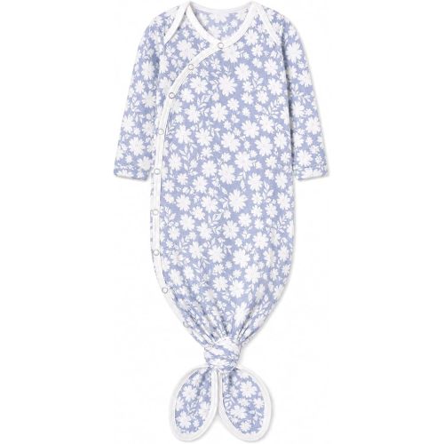 Copper Pearl Baby Gown - Knotted Newborn Sleepers for Baby Boy and Girl, Soft Stretchy Long Sleeve Infant Gowns with Bottom Tie and Hand Mittens, Perfect Hospital Coming Home Outfit (Lacie)
