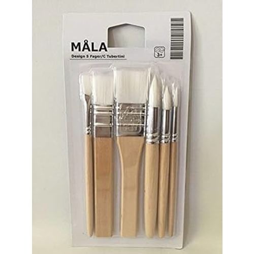 IKEA Mala Kids"Painting Brushes" Set of 6 Water Color Brushes in Synthetic Fiber