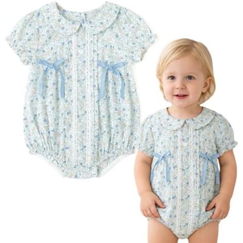 Simplee kids Baby Infant Girls Cotton Short Sleeve Summer Ruffle Romper 3-24 Months