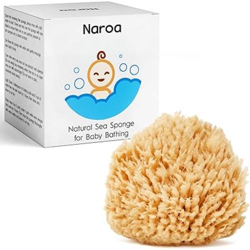 NAROA Natural Baby Bath Sponge in Gift Box | Premium Soft Wool Sea Sponge for Babies | Newborn Bath Time Essentials | Sustainable & Plastic Free (1 Pack)