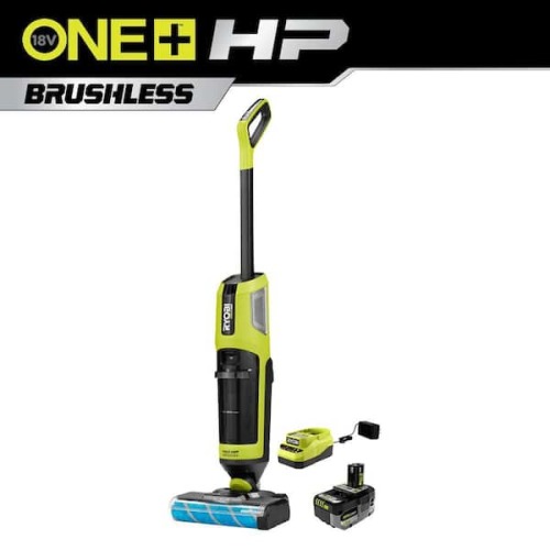 ONE+ HP 18V Brushless Cordless Wet/Dry Stick Mop and Vacuum Kit with 4.0 Ah Battery and Charger