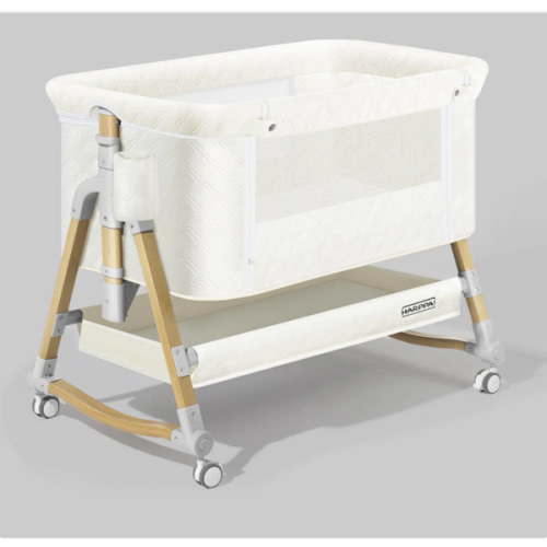 HARPPA Cuddly 3-in-1 Baby Bassinet Bedside Sleeper for Reflux | Attaches to Bed, Adjustable 5 Heights, Non-Toxic & CPSC Certified | Sturdy Aluminum Frame, Portable Wheels, Tool-Free Setup, Gentle Rocking | Perfect for Newborns, Infants, Small Spaces & Saf