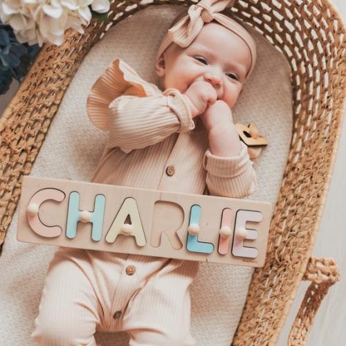 Wooden Name Puzzle by Busypuzzle Toddler Toys Baby Girl - Etsy