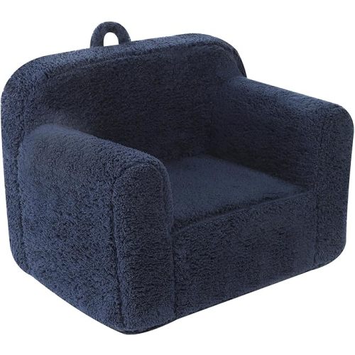 MOMCAYWEX Kids Snuggly-Soft Sherpa Chair, Cuddly Toddler Foam Chair for Boys and Girls, Dark Blue