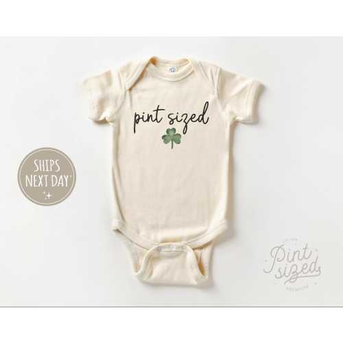 Pint Sized Baby Onesie® - Retro St Patrick's Day Bodysuit - Cute Natural Irish Baby Onesie®