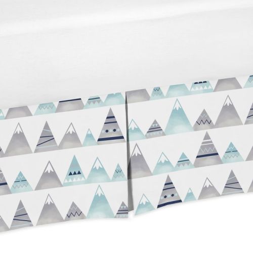 Sweet Jojo Designs Mountains Crib Skirt in Grey/Aqua