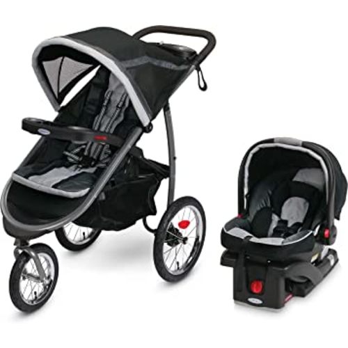 Graco FastAction Fold Jogger Travel System | Includes the FastAction Fold Jogging Stroller and SnugRide 35 Infant Car Seat, Gotham