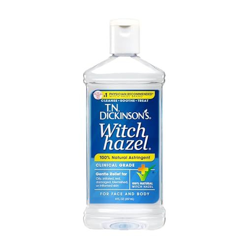 T.N. Dickinson's Witch Hazel 100% Natural Astringent | Pure Witch Hazel | Fragrance Free | Cleanses & Soothes Skin | For Face & Body | Clinical Grade | 8 Fl Oz