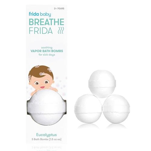 Frida Baby Natural Vapor Bath Bombs for Toddlers & Kids, Eucalyptus Essential Oil Shower Bombs for Aromatherapy, 3 Count - 3 Count (Pack of 1) - Vapor Bath Bombs 3ct