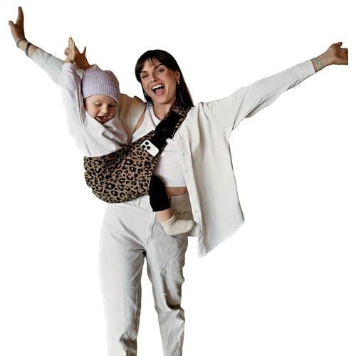 CzeNano Toddler Carrier | Baby Sling Wrap - Adjustable Premium Cotton - 8 Months to 4 Years - 10-45 lbs (Brown Leopard)