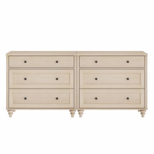 Light Beige 6-Drawer Dresser for Bedroom, Living Room, Entryway