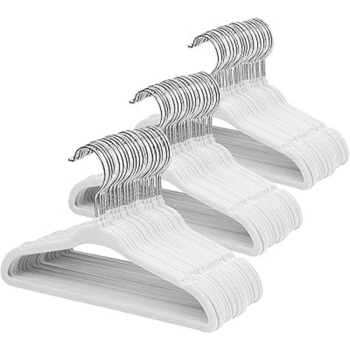 ManGotree 11" Baby Velvet Hangers, Non-Slip Kids Coat Hangers with 360° Swivel Hook, Ultra-Thin Felt Children's Hanger for Infant & Toddler Clothes, 66 Pack (White)