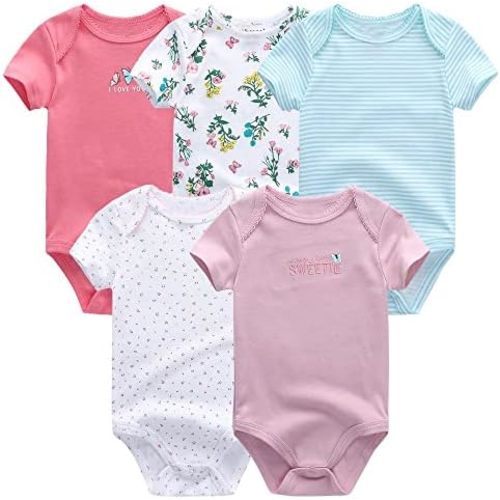 Chamie Newborn Baby Bodysuit 5-Pack Short Sleeve Baby Clothes for Boys and Girls