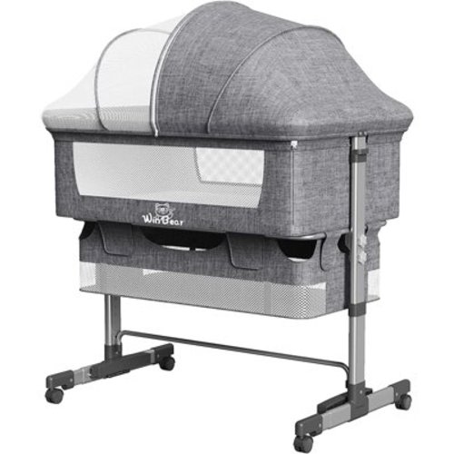 Baby Bassinet with Breathable Nets,6-Level Height Adjustable Bedside Sleeper, Baby Bed to Baby Cradle, Infant Bed for Newborn,Unisex,Gray