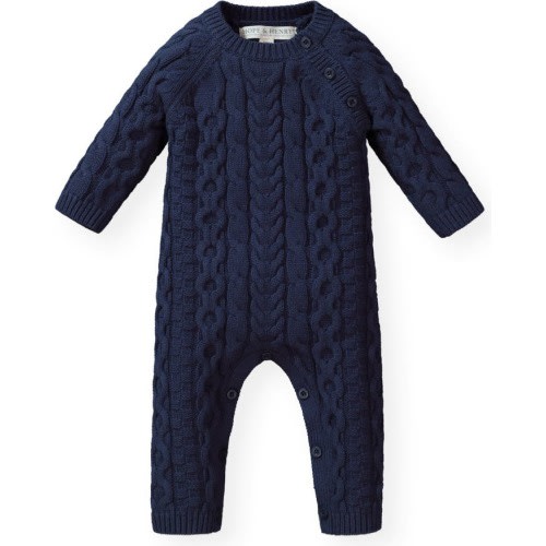 Baby Baby Cable Knit Sweater Romper, 0-3M, Navy