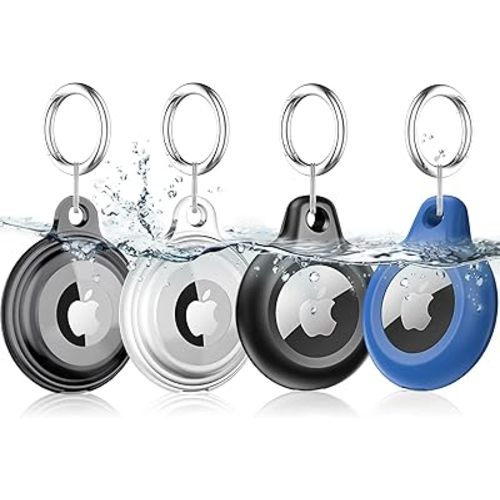 Lanteso 4 Pack AirTag Keychain for Apple Airtags Holder, [Full Body Shockproof][Waterproof ] [Dustproof][Anti-Scratch] Airtag Case for Wallet, Luggage, Cat, Dog, Pets(Multi-Color)