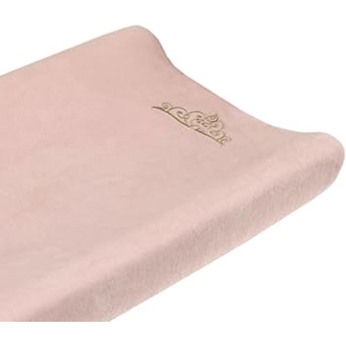 Disney Princess Enchanting Dreams Pink with Embroidered Gold Crown Super Soft Changing Pad Cover