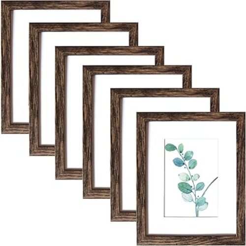 SESEAT 8x10 Picture Frames Rustic Brown Wall Mounting or Tabletop Display, 6PCS