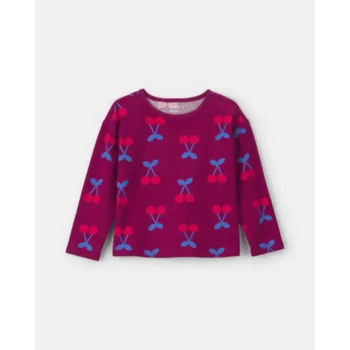 Toddler Girl Cherry Long-Sleeve Top - Burgundy | Carter's