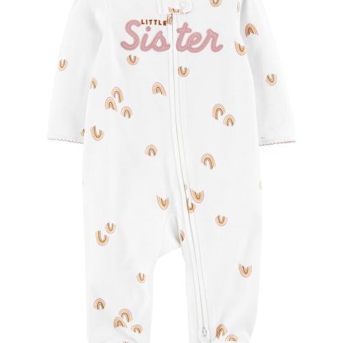 Pink Baby Little Sister 2-Way Zip Cotton Sleeper | Carter’s Oshkosh Canada