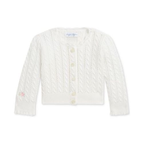 Baby Girls Cotton Pointelle Cable-Knit Cardigan