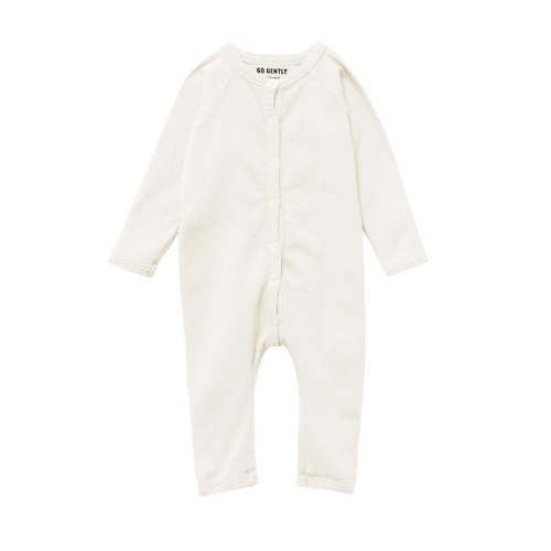 snap down romper - natural