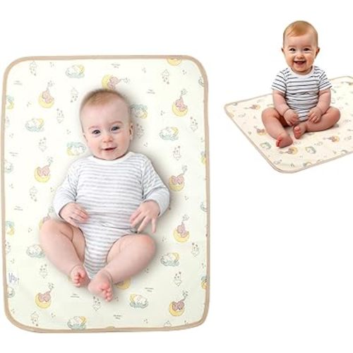 Muslin Diaper Changing Mat, Waterproof Changing Pad for Baby, Leakproof Quick Drying Pads, Portable Diaper Change Liners for Travel, Reusable Incontinence Underpads Protector
