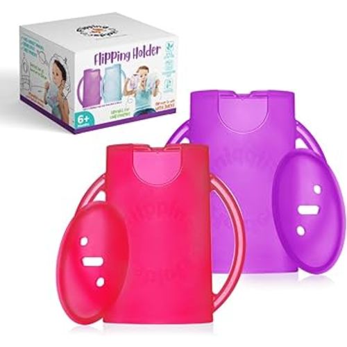Squeeze Proof Food Pouch Holder for Toddlers, Babies, Kids, Mess Free No Squeeze Juice Box Drink and Applesauce Snack Holder with Easy Grip Handles and Lid