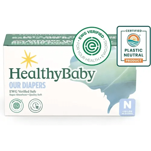 Our Diapers | EWG Verified Safe & Plant-Based Diapers | Leak Protection | Soft Organic Cotton Shell | Chlorine-Free Diaper for Sensitive Skin | Size N (Under 10 lbs) 66 Count