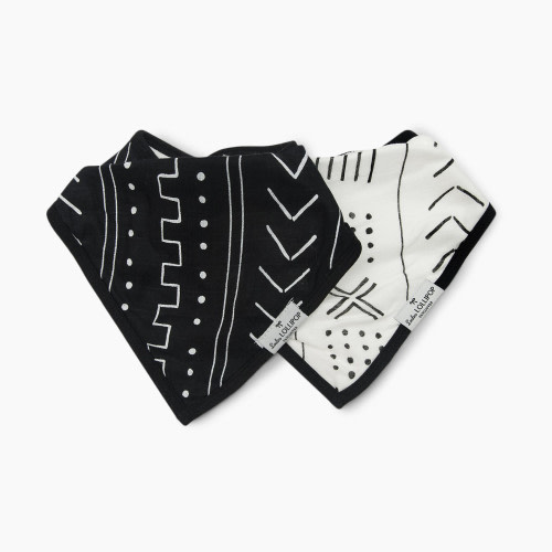 Loulou Lollipop Bamboo Bandana Bib Set - Black Mudcloth