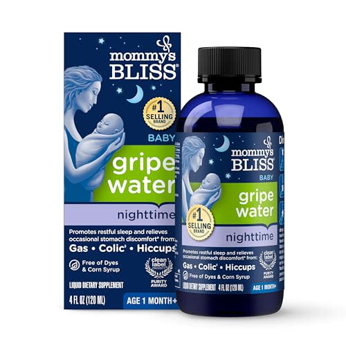 Mommy's Bliss Gripe Water Night Time, Infant Gas & Colic Relief, Gentle & Safe, 2 Weeks+, 4 FL OZ Bottle (Pack of 1)