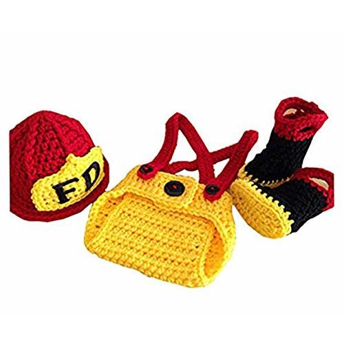 Pinbo® Baby Boys Girls Photography Prop Crochet FD Fireman Hat Diaper Boots