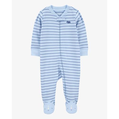 Baby Rhino Striped 2-Way Zip Cotton Sleep & Play Pajamas - Blue - Carter's | Carter's
