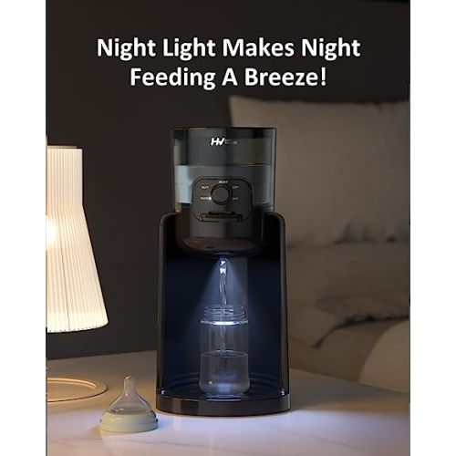 Water Warmer, HEYVALUE Baby Bottle Warmer, Formula Maker with Night Light, 4 Temperature Control & 72H Keep Warm, Detachable Tank, Instantly Dispenses Warm Water, Feed Baby More Easier and Healthier - Black