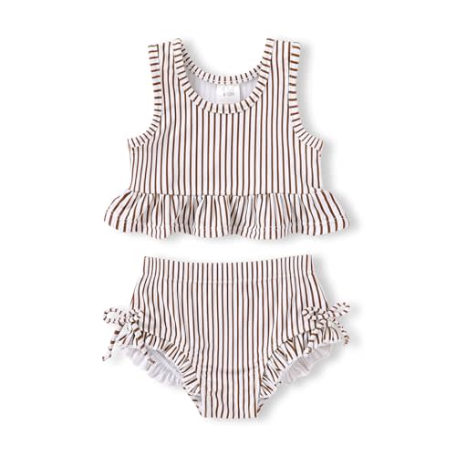 HAPPYMA Baby Swimsuit Toddler Girl Bathing Suit Summer Stripe Bikini Set Beach Two Piece Swim Wear