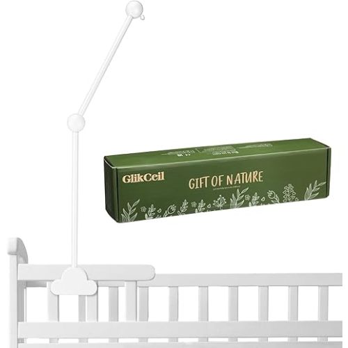 Wooden Baby Crib Mobile Arm 27.17 Inches Cloud Design Adjustable Baby Mobile Hanger for Crib Cot Bed Bassinet Wind Chimes Bed Bell Nursery(White)